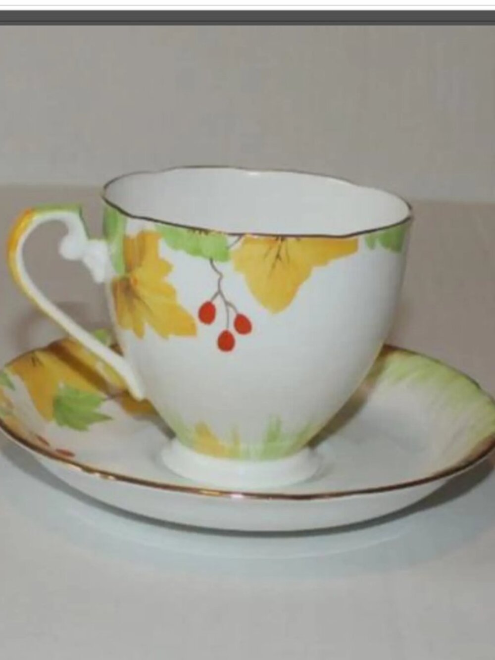 Royal Grafton Bone China Teacup and Saucer Tea Cup England White Yellow Flora